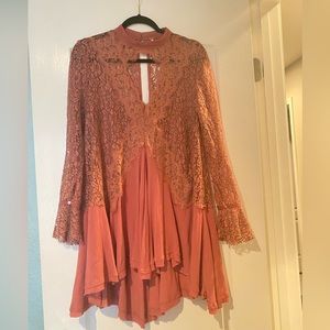 Free People secret origins lace dress tunic - mauve pink